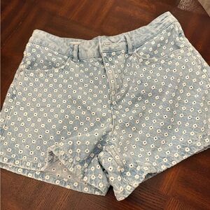 Zara Sky Blue Eyelet Denim Shorts